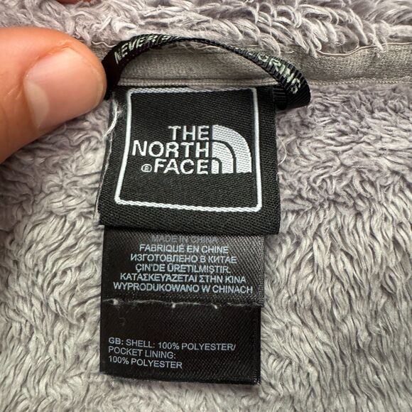 The North Face Osito 2 Fuzzy Sherpa Jacket Women Medium Gray Pocket Outdoor Hike - Picture 9 of 16